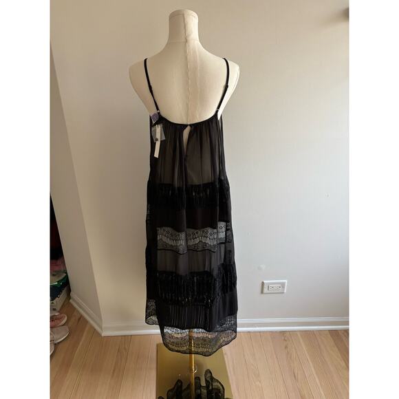 NWT Alice + Olivia Black Midi Sheer & Lace Dress Small - Picture 4 of 8